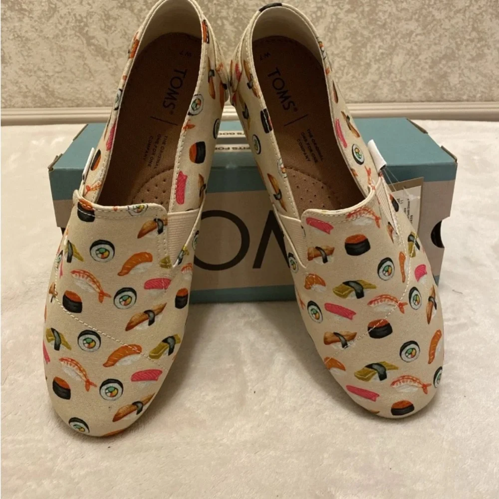 Toms Natural Beige Sushi Print Loafers